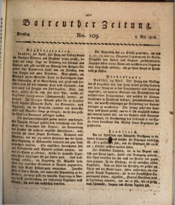 Bayreuther Zeitung Dienstag 7. Mai 1816