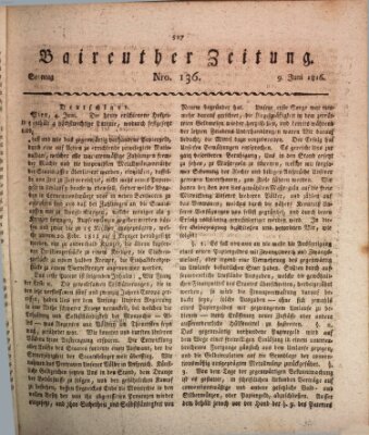 Bayreuther Zeitung Sonntag 9. Juni 1816