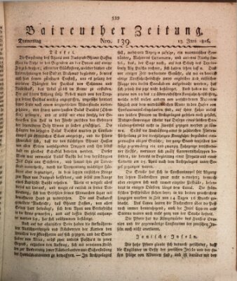 Bayreuther Zeitung Donnerstag 13. Juni 1816