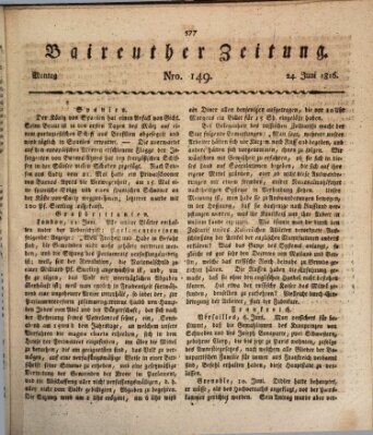 Bayreuther Zeitung Montag 24. Juni 1816