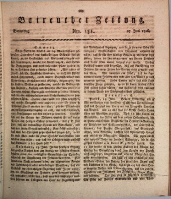 Bayreuther Zeitung Donnerstag 27. Juni 1816