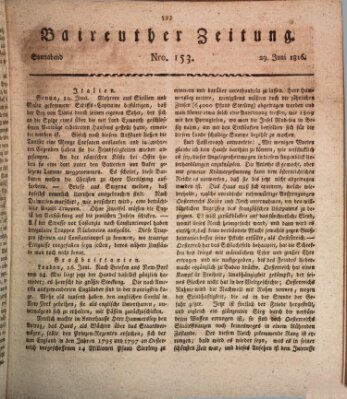 Bayreuther Zeitung Samstag 29. Juni 1816