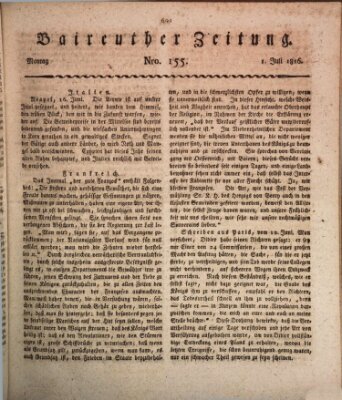 Bayreuther Zeitung Montag 1. Juli 1816