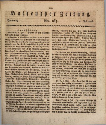 Bayreuther Zeitung Donnerstag 11. Juli 1816