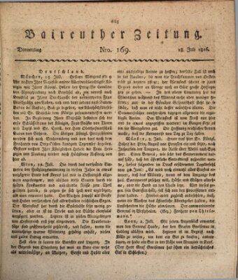 Bayreuther Zeitung Donnerstag 18. Juli 1816