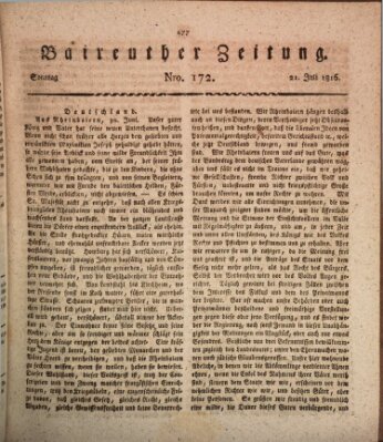 Bayreuther Zeitung Sonntag 21. Juli 1816