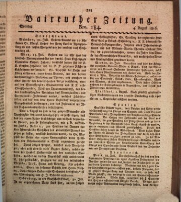 Bayreuther Zeitung Sonntag 4. August 1816