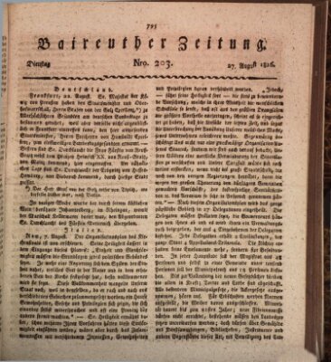 Bayreuther Zeitung Dienstag 27. August 1816