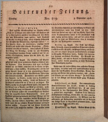 Bayreuther Zeitung Dienstag 3. September 1816