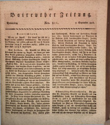 Bayreuther Zeitung Donnerstag 5. September 1816