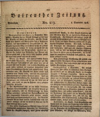 Bayreuther Zeitung Samstag 7. September 1816