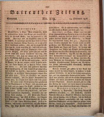 Bayreuther Zeitung Samstag 14. September 1816