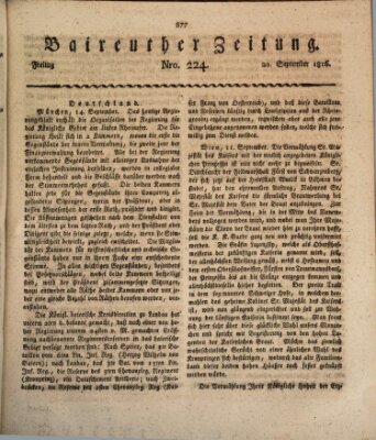 Bayreuther Zeitung Freitag 20. September 1816