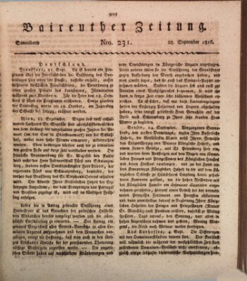 Bayreuther Zeitung Samstag 28. September 1816