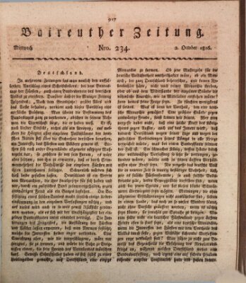 Bayreuther Zeitung Mittwoch 2. Oktober 1816