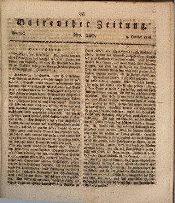 Bayreuther Zeitung Mittwoch 9. Oktober 1816