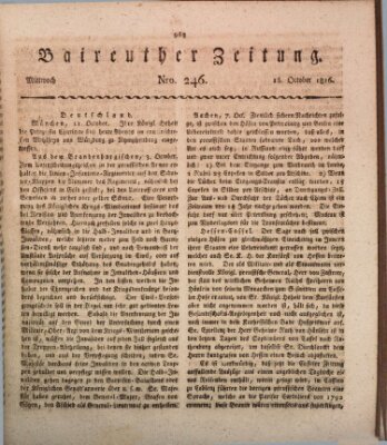 Bayreuther Zeitung Mittwoch 16. Oktober 1816