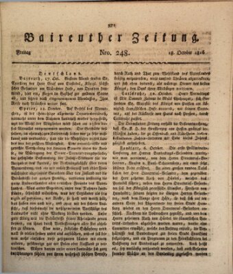 Bayreuther Zeitung Freitag 18. Oktober 1816