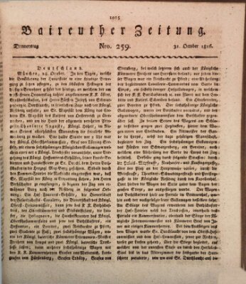 Bayreuther Zeitung Donnerstag 31. Oktober 1816