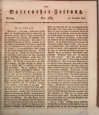 Bayreuther Zeitung Sonntag 10. November 1816