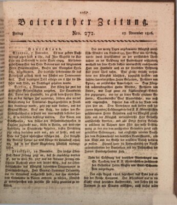 Bayreuther Zeitung Freitag 15. November 1816