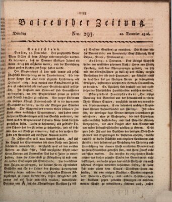 Bayreuther Zeitung Dienstag 10. Dezember 1816