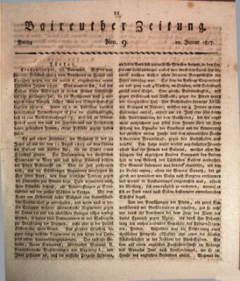 Bayreuther Zeitung Freitag 10. Januar 1817