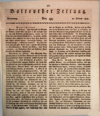 Bayreuther Zeitung Donnerstag 20. Februar 1817