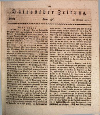 Bayreuther Zeitung Freitag 21. Februar 1817