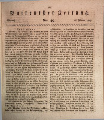 Bayreuther Zeitung Mittwoch 26. Februar 1817