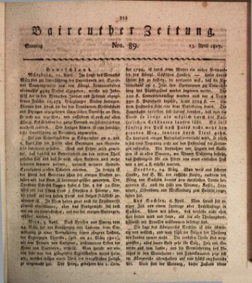 Bayreuther Zeitung Sonntag 13. April 1817