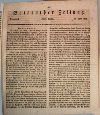 Bayreuther Zeitung Samstag 26. April 1817