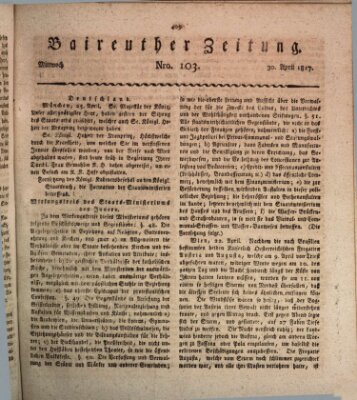 Bayreuther Zeitung Mittwoch 30. April 1817