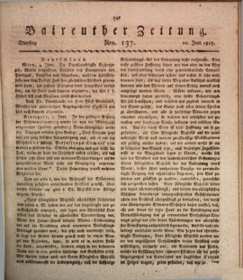 Bayreuther Zeitung Dienstag 10. Juni 1817