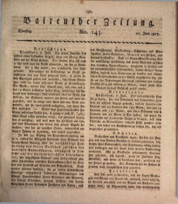 Bayreuther Zeitung Dienstag 17. Juni 1817