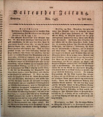 Bayreuther Zeitung Donnerstag 19. Juni 1817