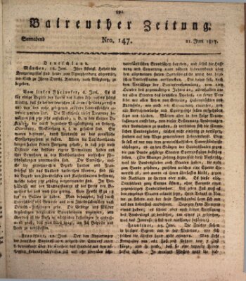 Bayreuther Zeitung Samstag 21. Juni 1817