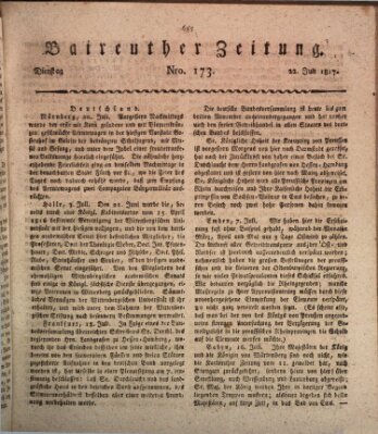 Bayreuther Zeitung Dienstag 22. Juli 1817