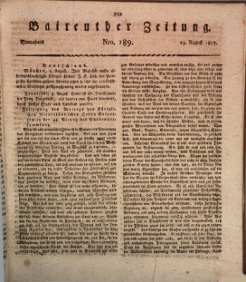 Bayreuther Zeitung Dienstag 19. August 1817