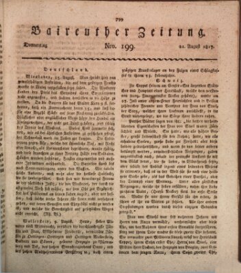 Bayreuther Zeitung Donnerstag 21. August 1817