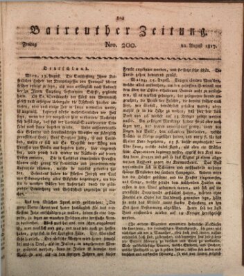 Bayreuther Zeitung Freitag 22. August 1817