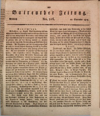 Bayreuther Zeitung Mittwoch 10. September 1817