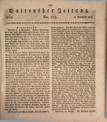 Bayreuther Zeitung Freitag 12. September 1817
