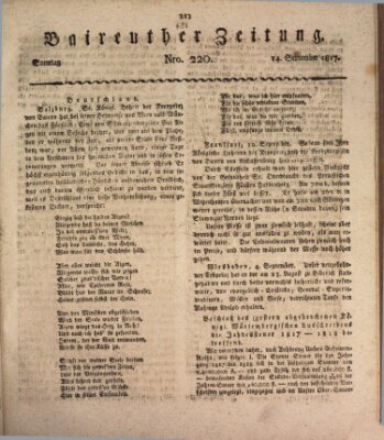 Bayreuther Zeitung Sonntag 14. September 1817