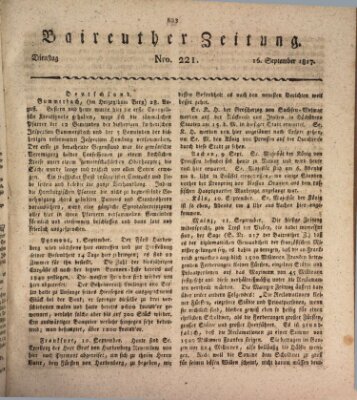 Bayreuther Zeitung Dienstag 16. September 1817