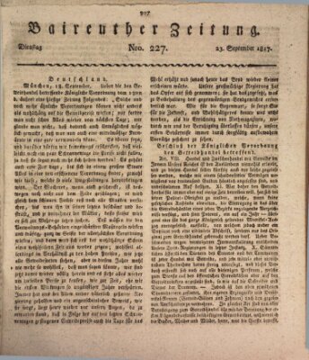 Bayreuther Zeitung Dienstag 23. September 1817