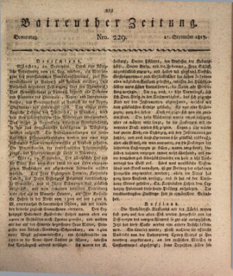 Bayreuther Zeitung Donnerstag 25. September 1817
