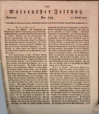 Bayreuther Zeitung Donnerstag 30. Oktober 1817