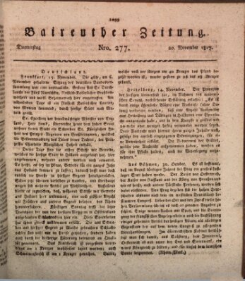 Bayreuther Zeitung Donnerstag 20. November 1817