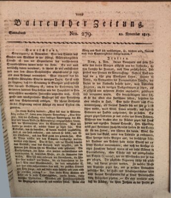 Bayreuther Zeitung Samstag 22. November 1817